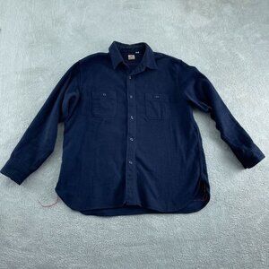 Sugar Cane Japan Navy Flannel Button-Up Shirt XLarge 17-17.5 Long Sleeve 5774